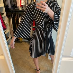 Black & White Striped Flowy Dress